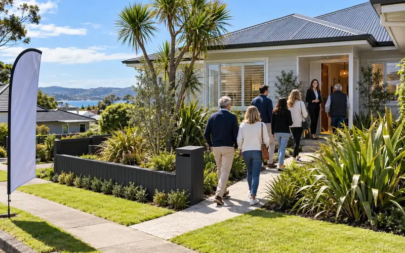 Buyers arriving at a weekend open home